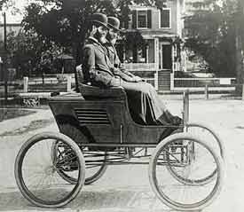 Stanley Brothers in an Early Stanley Steamer